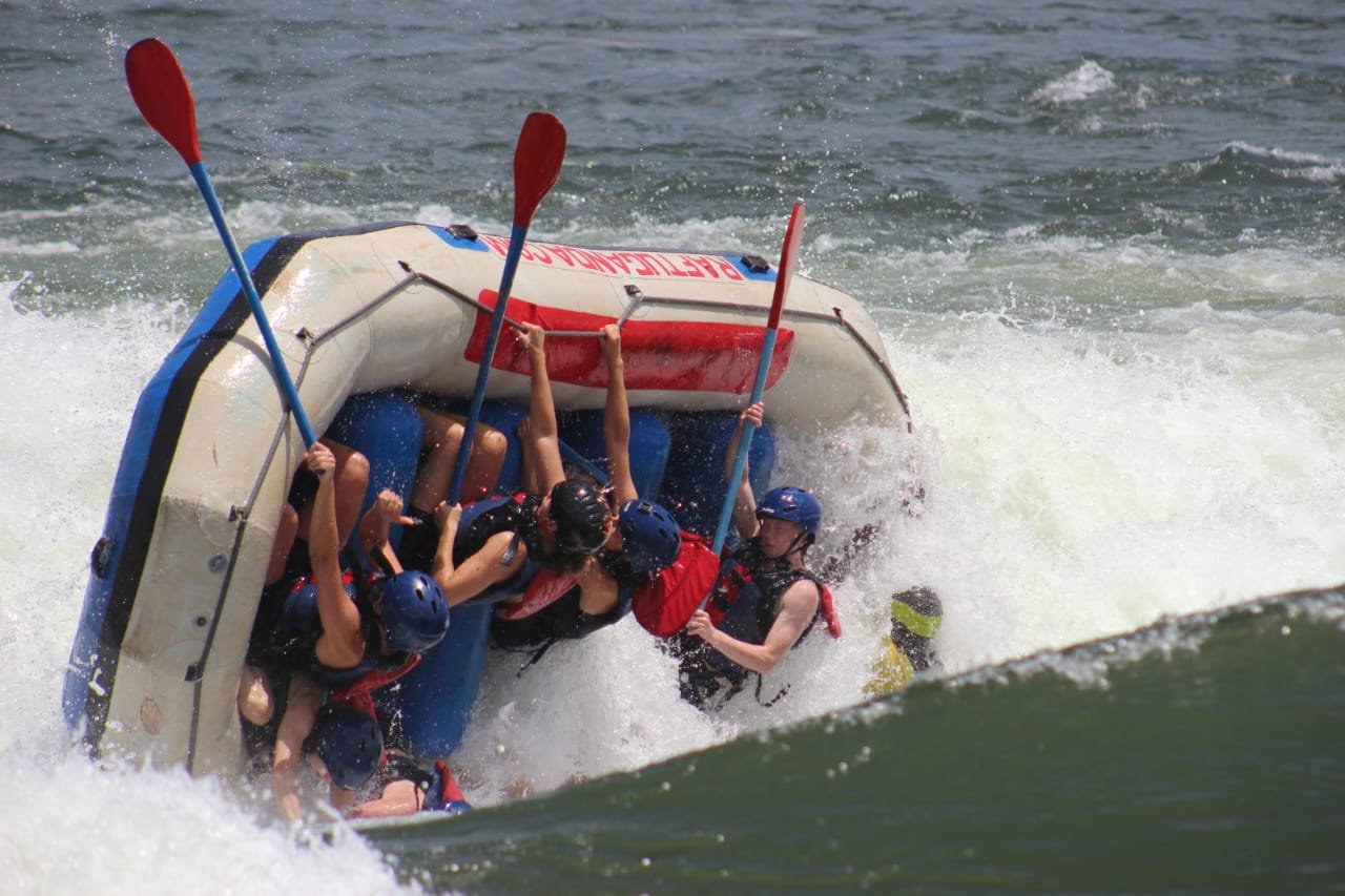 White-water rafting on the Nile at Jinja